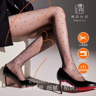 Silk Stockings Pantyhose Spring and Autumn Thin Women's Pure Skin-beautifying Stockings Wave Dot White Silk Stockings Silk Sliding Ultra-thin Base Stockings