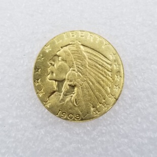 Antique Crafts 1908, American Indian Half Eagle 5 Foreign Silver Dollar #4416