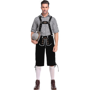 Foreign Trade Germany Oktoberfest Clothing Plaid Shirt Suspenders Couple Carnival Stage Performance Clothing