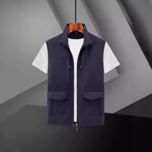 Foreign Trade Leisure Vest Multi-bag Vest Men's Thin Outdoor Photography Student Group Work Clothes Public Welfare Collar Vest