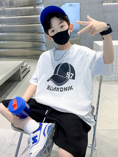 Boys White T-shirt Short Sleeve Summer 2025 New Children's Wear Boys Top Children's Summer Wear Men's Big Children's T-shirt Wholesale