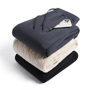 Men's pants winter cashmere loose warm casual pants men's autumn trendy plus size sports ankle-tied sweatpants men