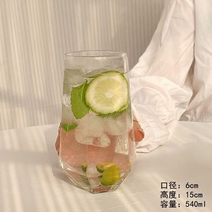 Simple Water Chestnut Glass Cup Internet Celebrity Restaurant Fruit Tea Cup Soda Bubble Water Cup Cold Drink Cup Drinking Cup
