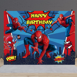 Внешняя торговля фоновая ткань Amazon Spider-Man тематическая вечеринка по случаю дня рождения декоративный баннер городской герой фотографии фоновая ткань