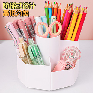 Huajie manufacturers wholesale large capacity INS rotating pen holder high color value cosmetics storage box desktop stationery storage