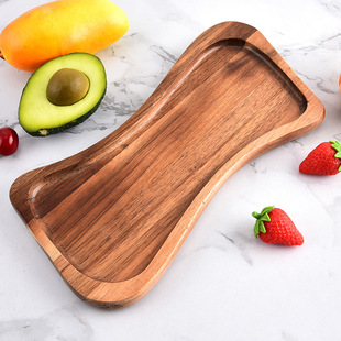 Acacia wooden pallet solid wood bee waist retro nostalgic style melon and fruit plate coffee plate snack snack plate factory in stock