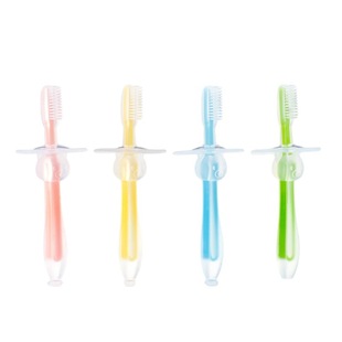 SOURCE manufacturer baby silicone baffle toothbrush standing baby tongue coating soft toothbrush silicone soft hair sucker toothbrush