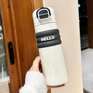 New Double Drink Red Panda Large Capacity Thermos Cup Children's Cute Suction Cup 316 Stainless Steel Portable Lanyard Cup