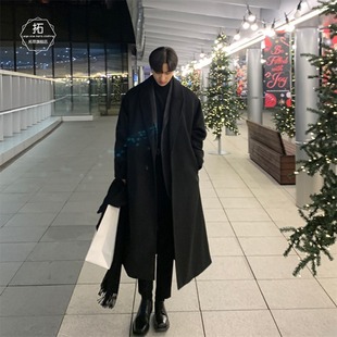 Woolen Coat Men's Over-the-Knee Mid-length Light Mature Style Men's High-end Fashional German Style Coat Autumn and Winter Coat