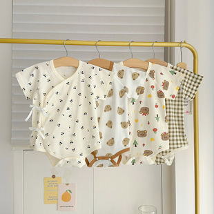 Boys' Baby Short-sleeved Butterfly Coat Baby Girls' Boneless Pure Cotton Climbing Suit for Summer