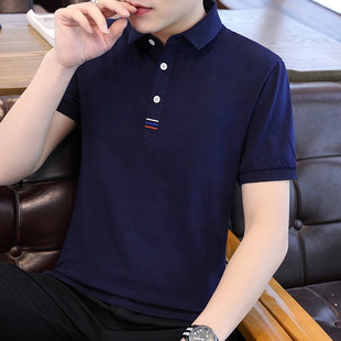 Summer Trendy Brand Pure Cotton Business Polo Short-sleeved Men's Breathable Lapel Casual T-shirt Sports Fashion Top Thin
