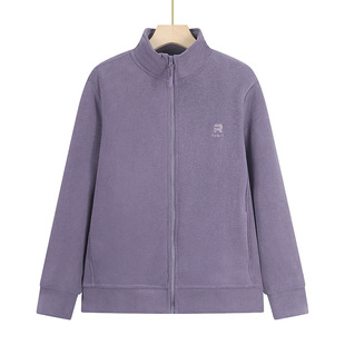 Middle-aged and Elderly Women's Cardigan Sweater Coat Solid Color Casual Sports Top New Long-sleeved Fleece Oriolis Fleece Dress
