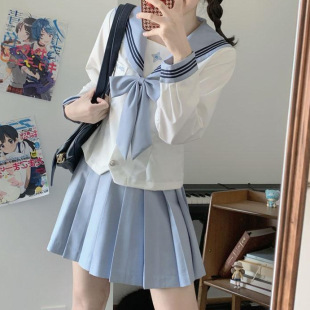 [Linglan Private] School uniform Japanese sailor uniform white short Joker plaid skirt academic style sweet skirt