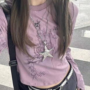 QC New Subculture Niche Millennium Spice Girls Long Sleeve Shirt Women's High Street Slim-fit Short Sweet Cool Jacket Acrylic