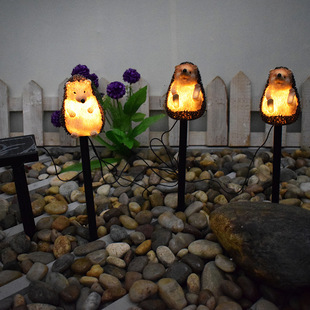✅Source manufacturers cross-border outdoor courtyard solar animal lamp resin hedgehog ground plug LED lawn landscape lamp