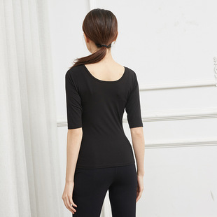 Latin Dance Costume Female Adult Body Dance Costume Middle Sleeve Dance Practice Costume Dance Jacket Spring and Autumn 230 Weight