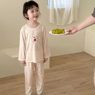 2025 New Spring and Summer Seven-point Tencel Modal Children's Home Wear Thin Comfortable Pajamas Children's Wear Air-conditioning Suit Set