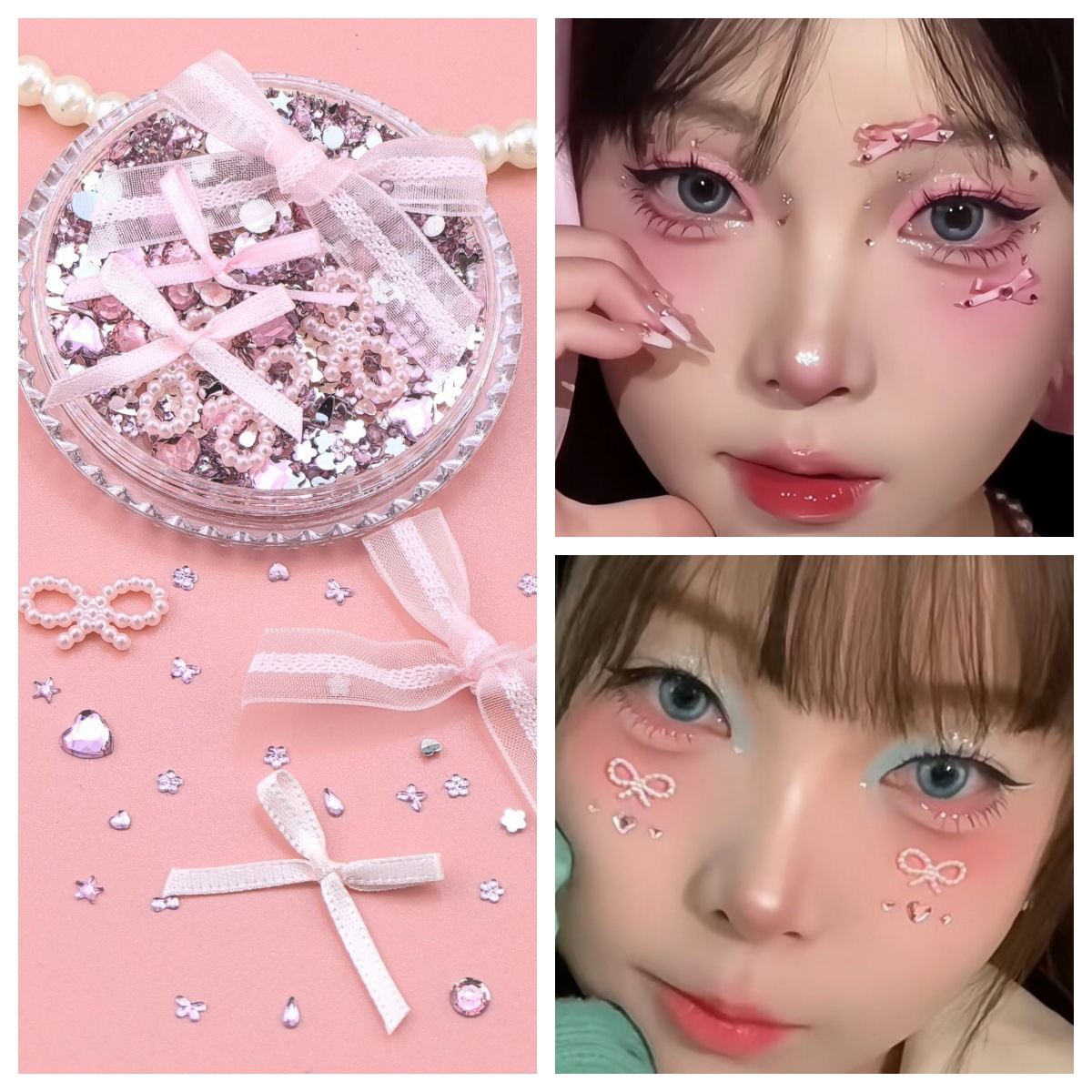 Color Bow Eye Makeup Atmosphere Butterfly Ribbon Love Diamond Pearl Sticker Concert Internet Red Makeup Stage Performance