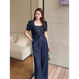 Design Sense Fashion suit Summer New Commuter Fashion Suit Vest Wide Leg Pants Two-piece Set