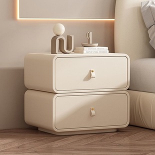 Bedside Table Modern Simple Small Solid Wood Cream Style Bedside Cabinet Bedroom Minimalist Light Luxury New Storage Storage Cabinet