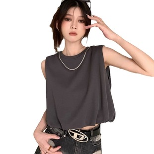 Cross-border fashion I sleeveless vest T-shirt women's summer new design sense short hot girl outerwear chic waistcoat women
