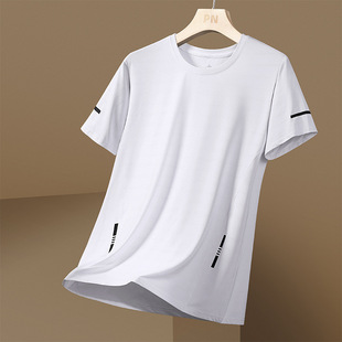 Sports Ice Silk Elastic Quick-drying T-sleeves Men's Summer Half-sleeve Loose Breathable Mesh Quick-drying Clothes Round Neck Short-sleeve