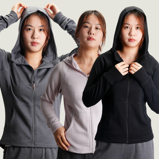 Lucaswell/Rothwell New Women's Long Sleeve Hooded Sports Sweater Merino Wool Moisture Wicking