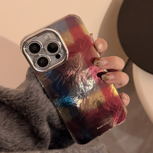 Клетчатый чехол для мобильного телефона подходит для 16 Apple 15promax объектив пленка iphone14 в стиле ретро 12 чувство высокого уровня