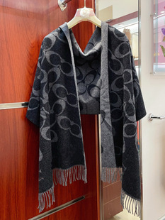 Classic Old Flower Letter Plaid Double-Sided Cashmere Scarf Wool Scarf Tassel Thickened Dual-Use Shawl for Men and Women Autumn and Winter