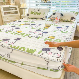 Summer Thickened Latex Mat Mattress Three-piece Set Cartoon Cool Air Conditioning Ice Silk Soft Mat Mattress Protective Cover