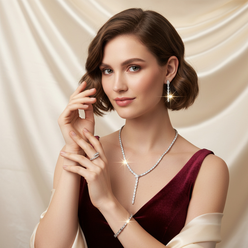 European and American Cross-Border Popular Snake-Shaped Personalized Ring Earrings Bracelet Necklace Set Women's Multi-Wear Bracelet Accessories Four-Piece Set