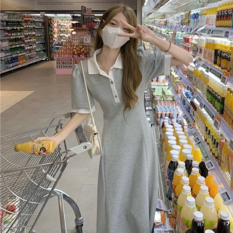 대학생 스타일 원피스 2026 여름 신상 폴로 칼라 달콤한 첫사랑 루즈핏 슬리밍 효과