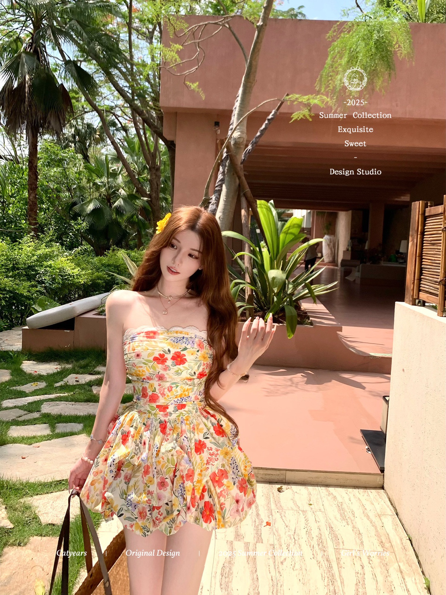 Summer New Style Skirt Pants, Beloved Flower Goddess, Hand-Stitched Pleats, Double-Layer Lace Trim, Floral Bud Skirt Dress, Women's Clothing