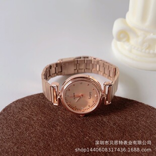 Gogoey New Slub Chain Watch Women's Junior High School Students Niche Light Luxury High-end Golden Quartz Watch