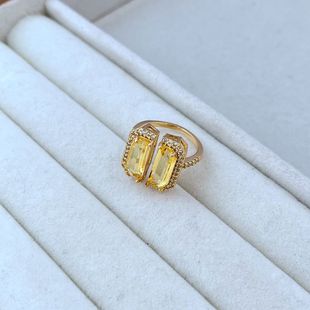 Internet Celebrity French Fashion Light Luxury Commuter Niche Candy Color Zircon Inlay Opening Design Metal Ring