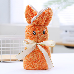 Cute little rabbit towel hand gift box two warp knitted coral fleece star soft absorbent towel wholesale