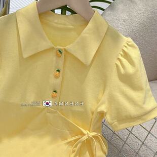 Children's Skirt 2025 Summer Girl Fashion Lapel Short Sleeve dress Girl Stylish Sweet Polo Skirt