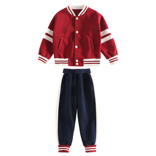 School Uniform Set Primary School Students' Class Suit Spring and Autumn Red Three-piece Set British Kindergarten Garden Suit Autumn Children's Suit