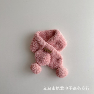 -ins style baby winter soft waxy cute big double ball button ear protection cap baby warm cross scarf