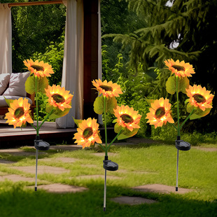 Solar Sunflower Light Outdoor Courtyard Villa Balcony Garden Simulation Sunflower Decorative Floor Plating Lawn Night Light