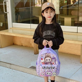 New Trendy Pattern Rab Cloth Kindergarten Children's Schoolbag for Boys and Girls 4-6 Years Old Casual Backpack