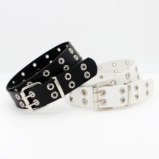 New Hip-Hop Punk Women's Double Row Belt Casual Jeans with Fashion Decoration Air Eye Belt Women's in stock