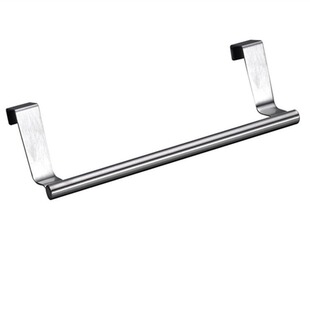 Kitchen Bathroom stainless steel single bar towel hook multi-functional towel rack punch-free cabinet door back towel rack