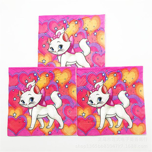 Mary Cat Birthday Party Supplies Paper Tray Paper Cup Paper Towel Triangle Tablecloth Candy Box Rice Flower Box