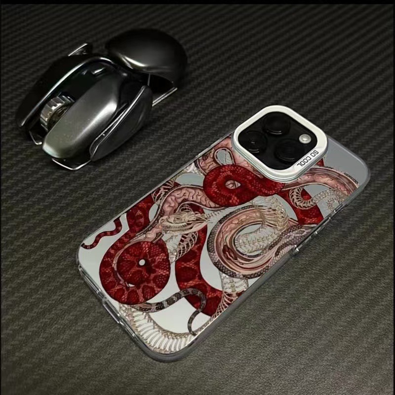 Cyberpunk Red Snake Bone iPhone 16 Case, Personalized Apple 15 Pro Max New 14 Cool 13