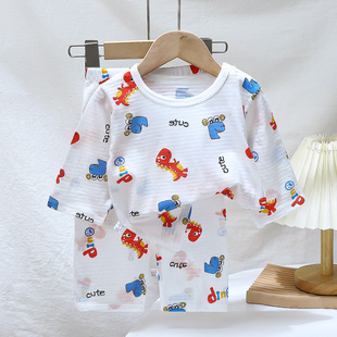 Children's Pajamas Set Cotton Home Clothes Summer Air-conditioning Clothes New Thin Boys' Clothes 2024 Baby Children's Clothing