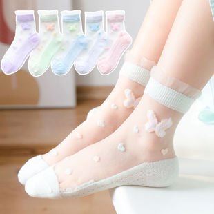 Children's crystal Socks Socks summer thin girls glass ice silk baby cotton children breathable ultra-thin Princess manufacturers