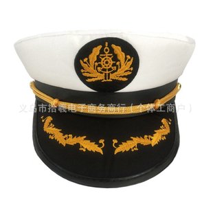European and American Navy Air Cap White Polyester Cotton Hat Foreign Trade Retro Flat Top Military Cap Cross-border Captain Navy Sairman Cap