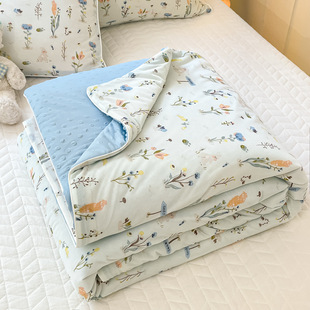Class A Small Fresh Cool Silk Ice Bean Summer Quilt Children's Soft Summer Quilt Air-conditioning Quilt Machine Washable Thin Quilt