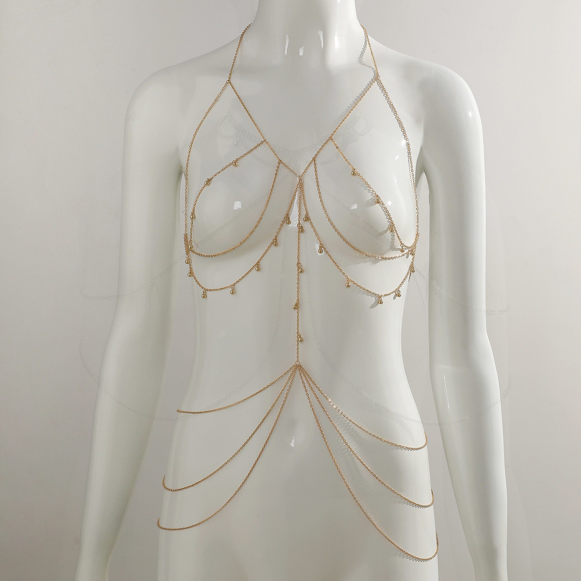 European and American Cross-Border Jewelry, Sexy and Trendy Multi-Layered Bikini Chest Chain, Fashionable and Interesting Metal Chain, Integrated Body Chain